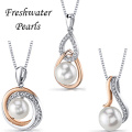 18k Gold Dimond Jewelry Set Pearl 925 Sterling Silver